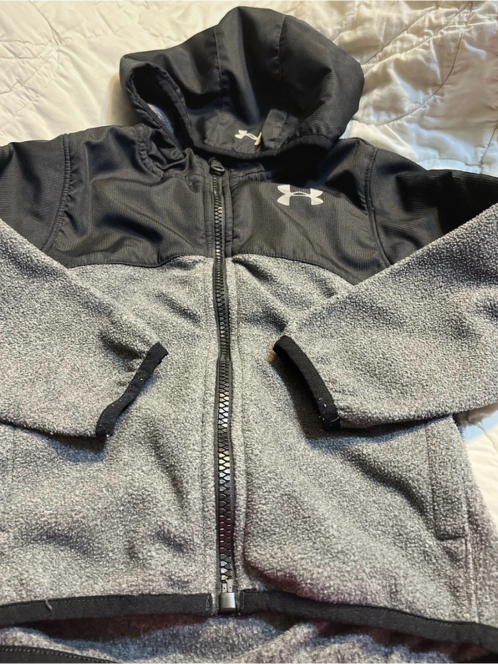 Under Armour Black Hooded Zip Jacket with White Logo